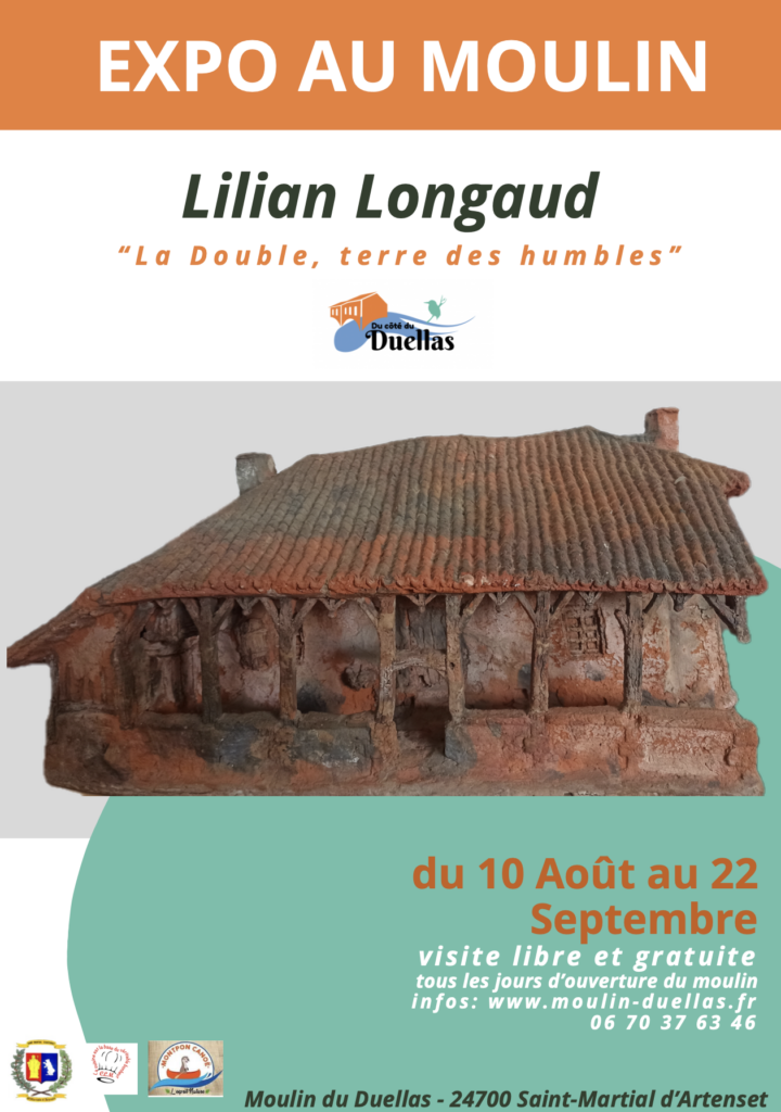 Affiche de l'exposition des oeuvres de Lilian Longaud au Moulin du Duellas